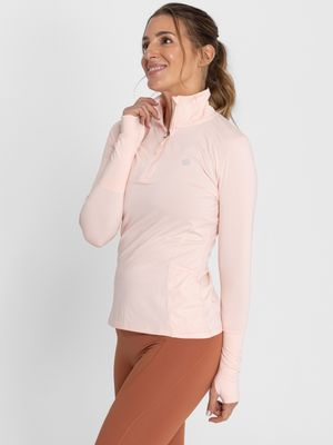 Polo Manga Larga Para Mujer  Half Zip Rosado Bsoul