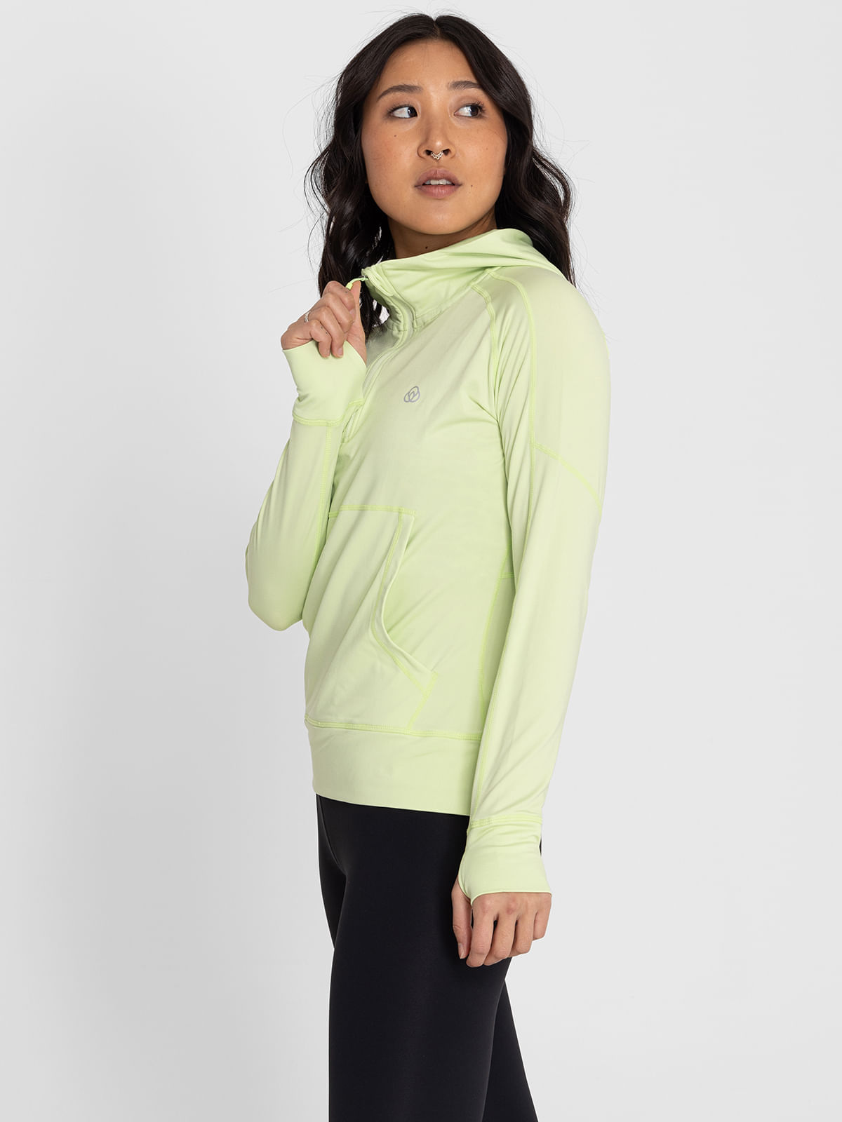 Hoodie-Para-Mujer--Half-Zipper-Verde-Bsoul