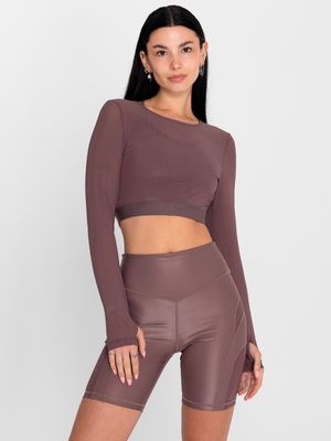 Polo Manga Larga Para Mujer  Crop Saintmalē Marrón Bsoul