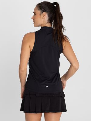 Polo Sin Manga Para Mujer  Tank Half Zipper Negro Bsoul