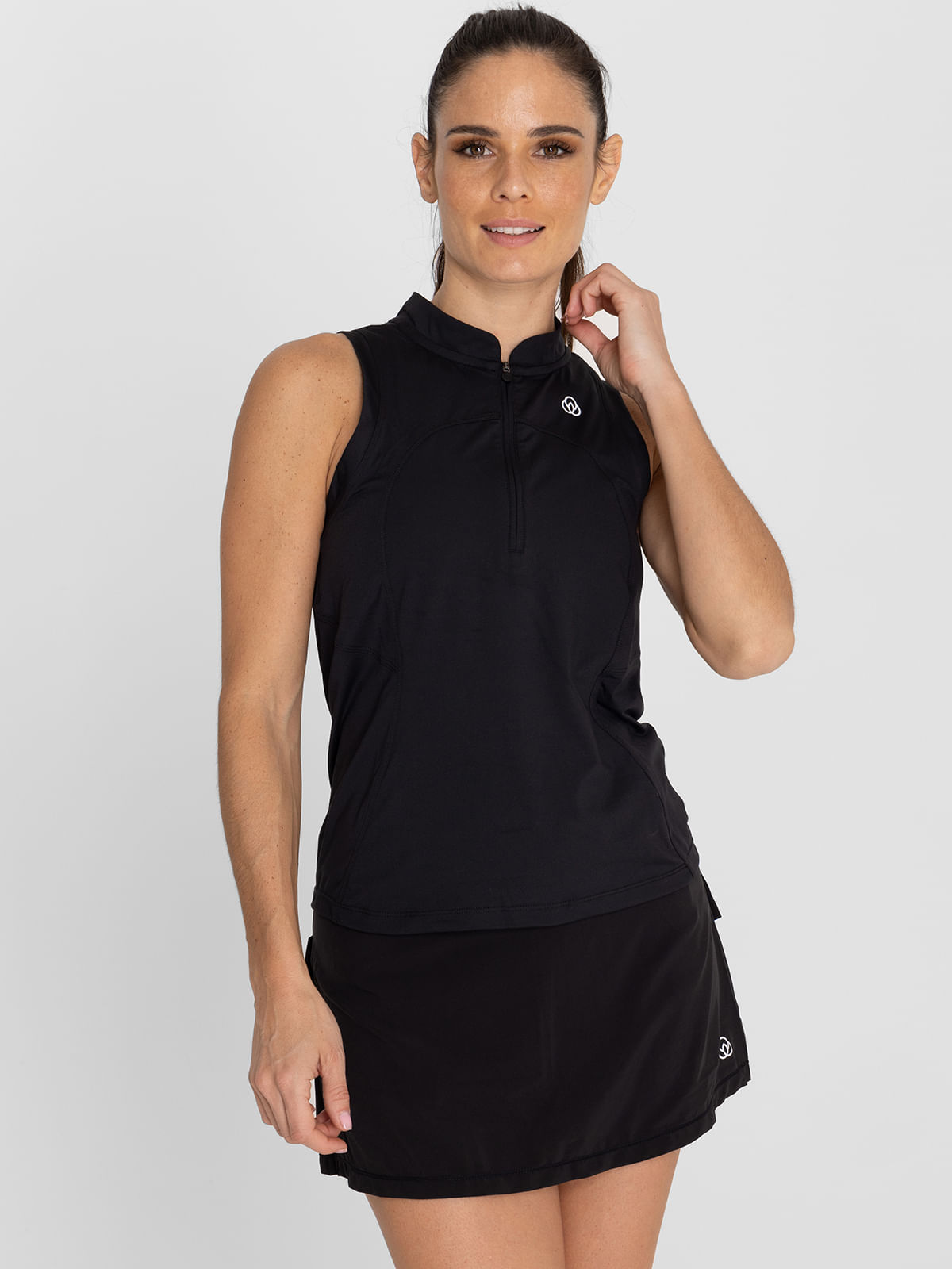 Polo-Sin-Manga-Para-Mujer--Tank-Half-Zipper-Negro-Bsoul