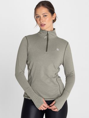 Polo Manga Larga Para Mujer  Half Zip Verde Bsoul