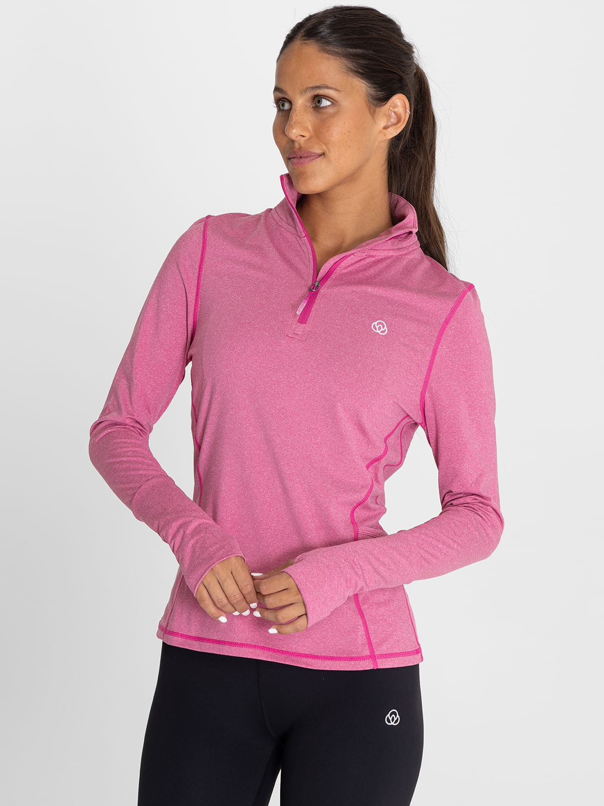 Polo-Manga-Larga-Para-Mujer--Half-Zip-Rosado-Bsoul