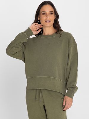 Polerón Para Mujer  Crew Neck Creta Verde Bsoul