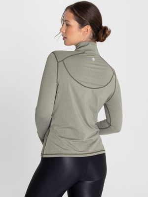 Polo Manga Larga Para Mujer  Half Zip Verde Bsoul