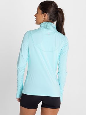 Polo Manga Larga Para Mujer  Half Zip Celeste Bsoul