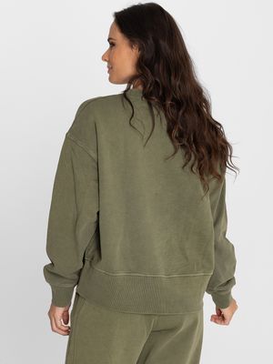 Polerón Para Mujer  Crew Neck Creta Verde Bsoul