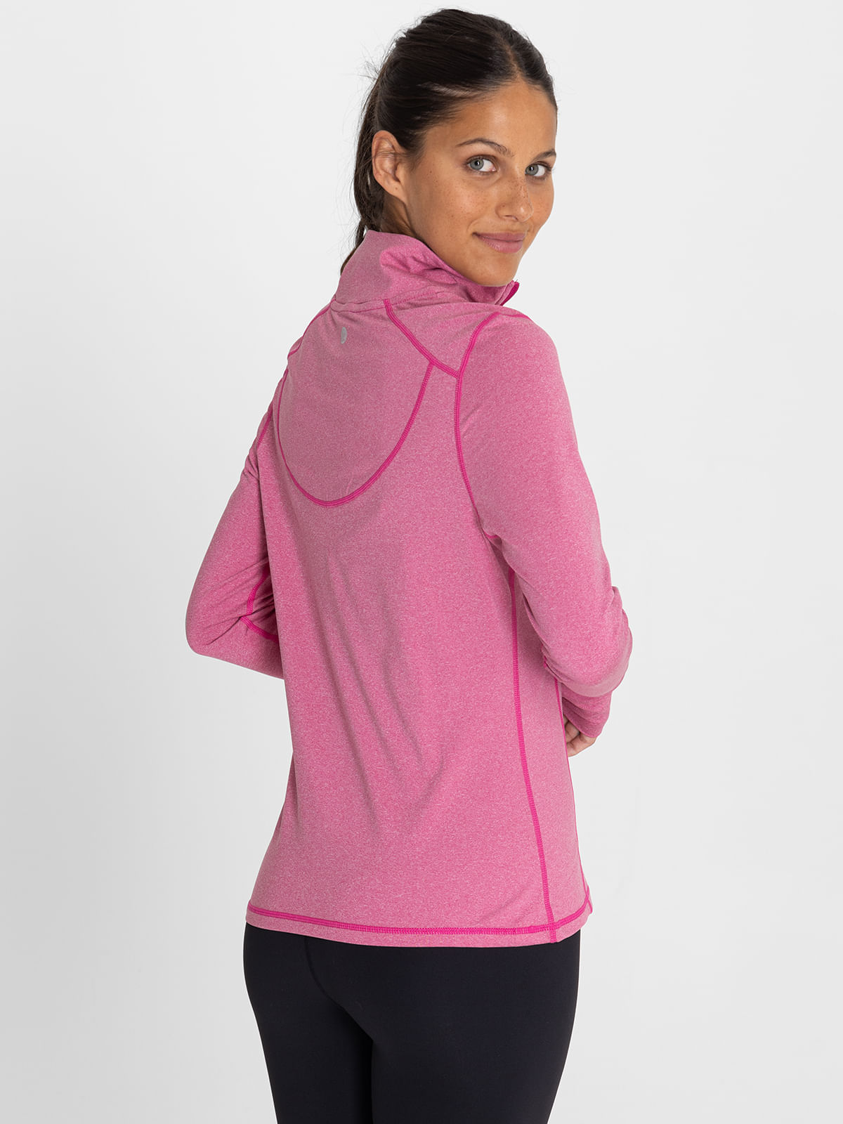 Polo-Manga-Larga-Para-Mujer--Half-Zip-Rosado-Bsoul