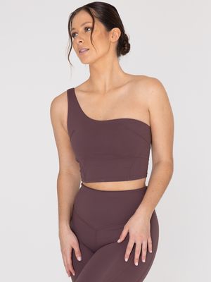 Bra Para Mujer Deportivo Asymmetric Crop Top Marrón Bsoul