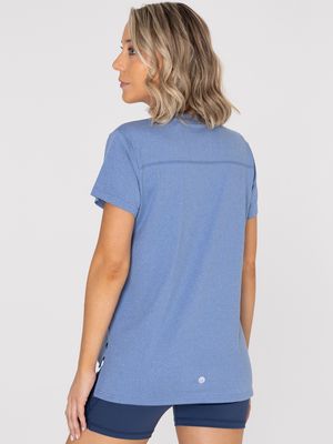 Polo Manga Corta Para Mujer  V-Neck Azul Bsoul