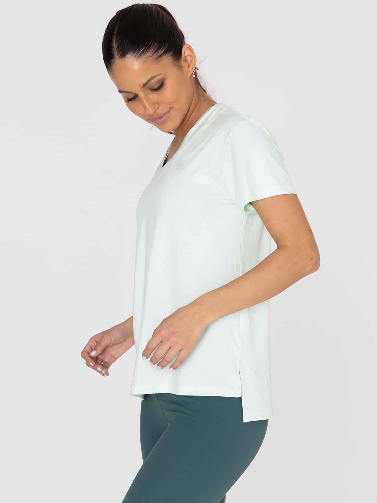 Polo-Manga-Corta-Para-Mujer--V-Neck-Verde-Bsoul