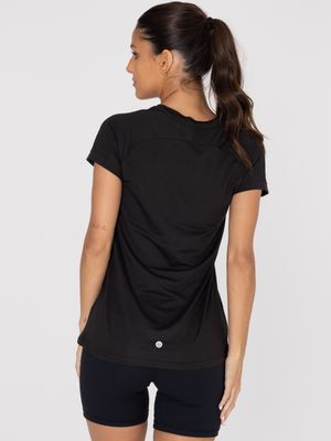 Polo Manga Corta Para Mujer  V-Neck Negro Bsoul