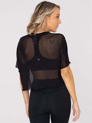 Polo Manga Corta Para Mujer Crop Demi Negro Bsoul