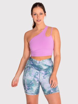 Bra Para Mujer Deportivo One Shoulder Crop Morado Bsoul