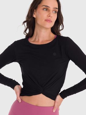 Polo Manga Larga Para Mujer Modal Negro Bsoul