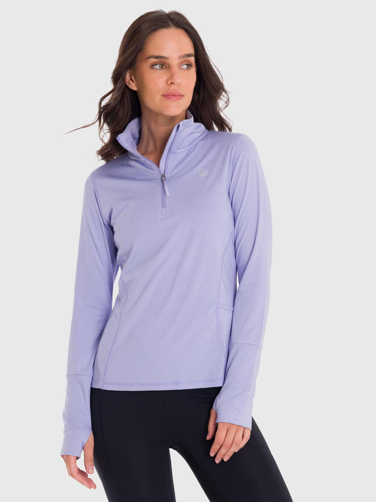 Polo-Manga-Larga-Para-Mujer-Half-Zip-Morado-Bsoul
