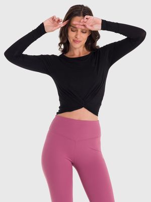 Polo Manga Larga Para Mujer Modal Negro Bsoul