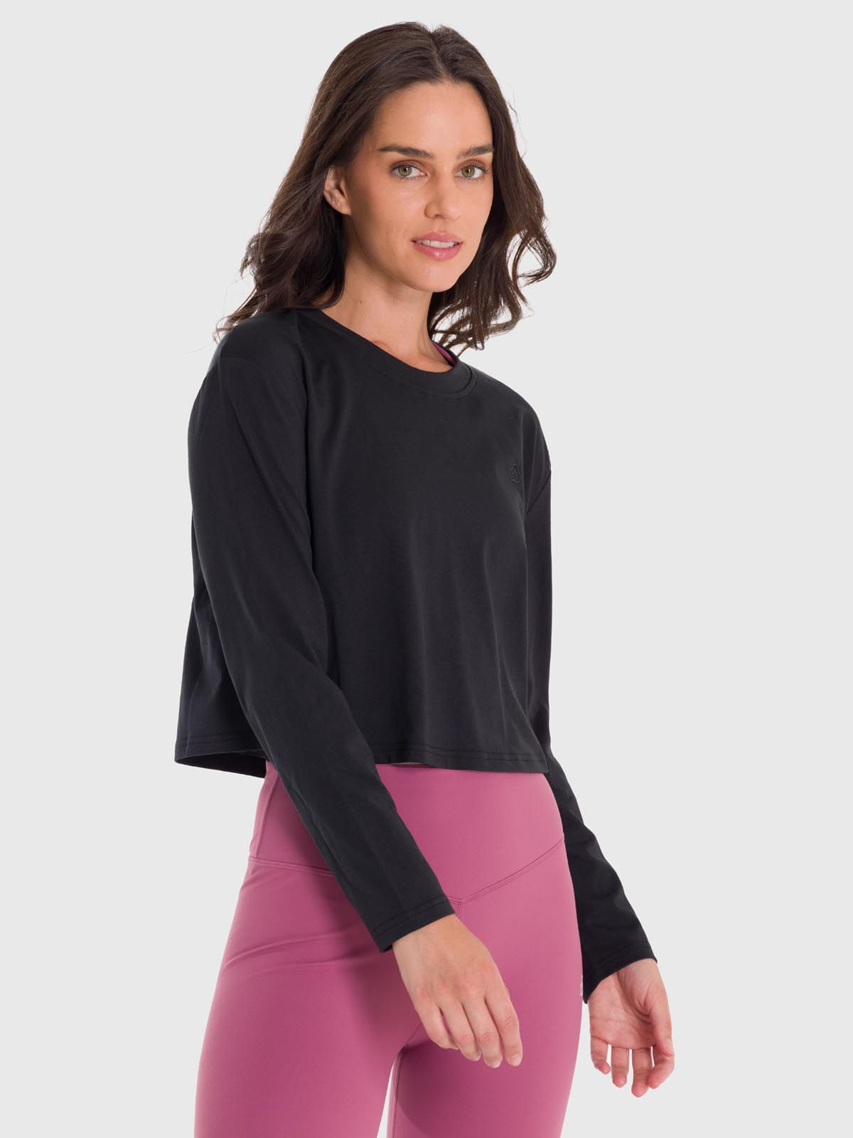 Polo-Manga-Larga-Para-Mujer-Cotton-Negro-Bsoul