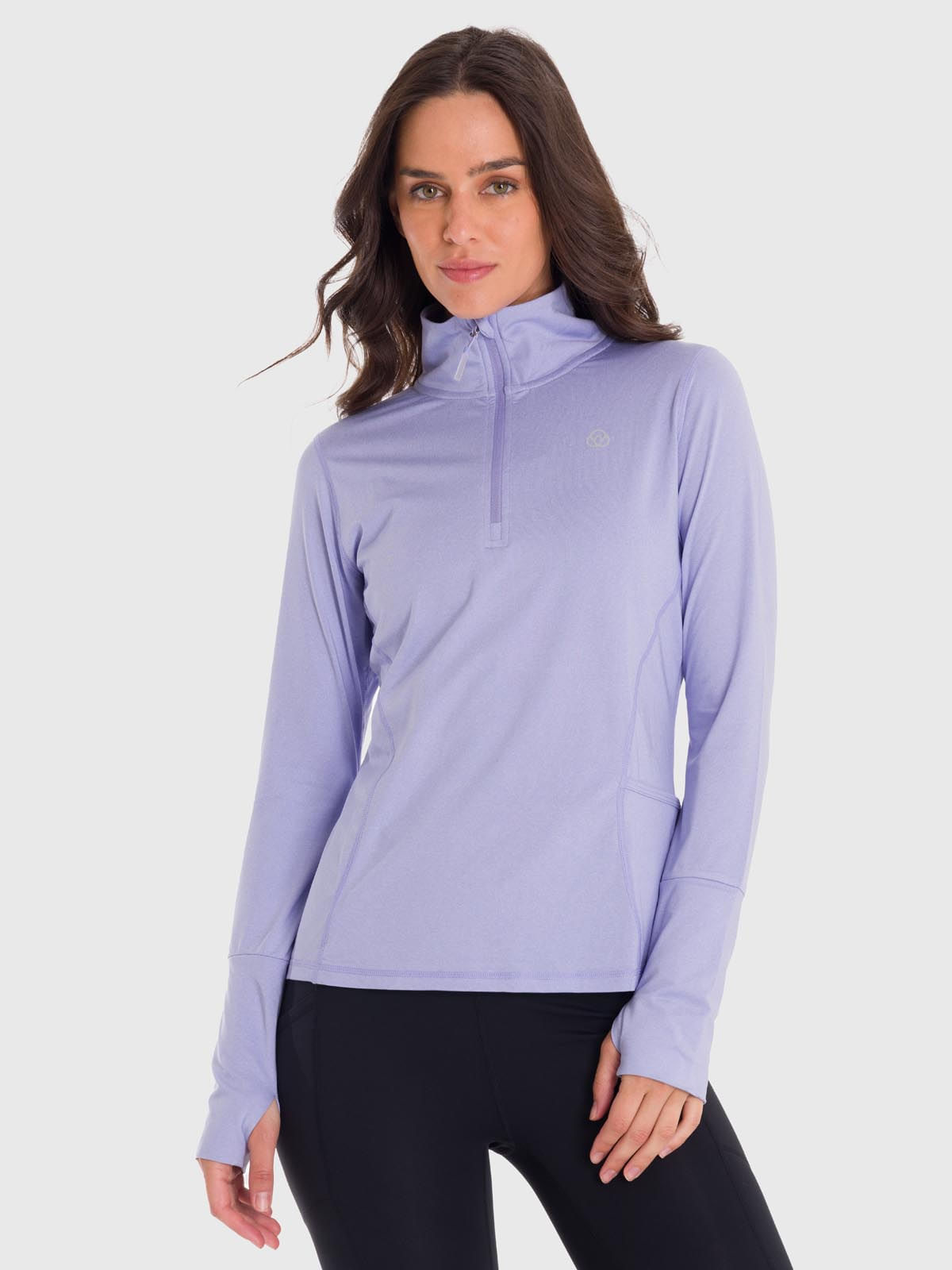 Polo-Manga-Larga-Para-Mujer-Half-Zip-Morado-Bsoul