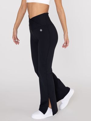 Legging Para Mujer Split Hem Flare Negro Bsoul