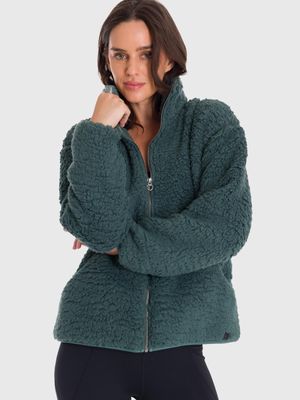 Polar Para Mujer Full Zip Sherpa Verde Bsoul
