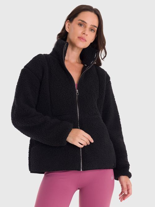 Polar Para Mujer Full Zip Sherpa Negro Bsoul