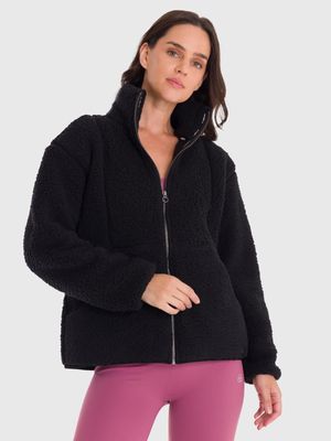 Polar Para Mujer Full Zip Sherpa Negro Bsoul