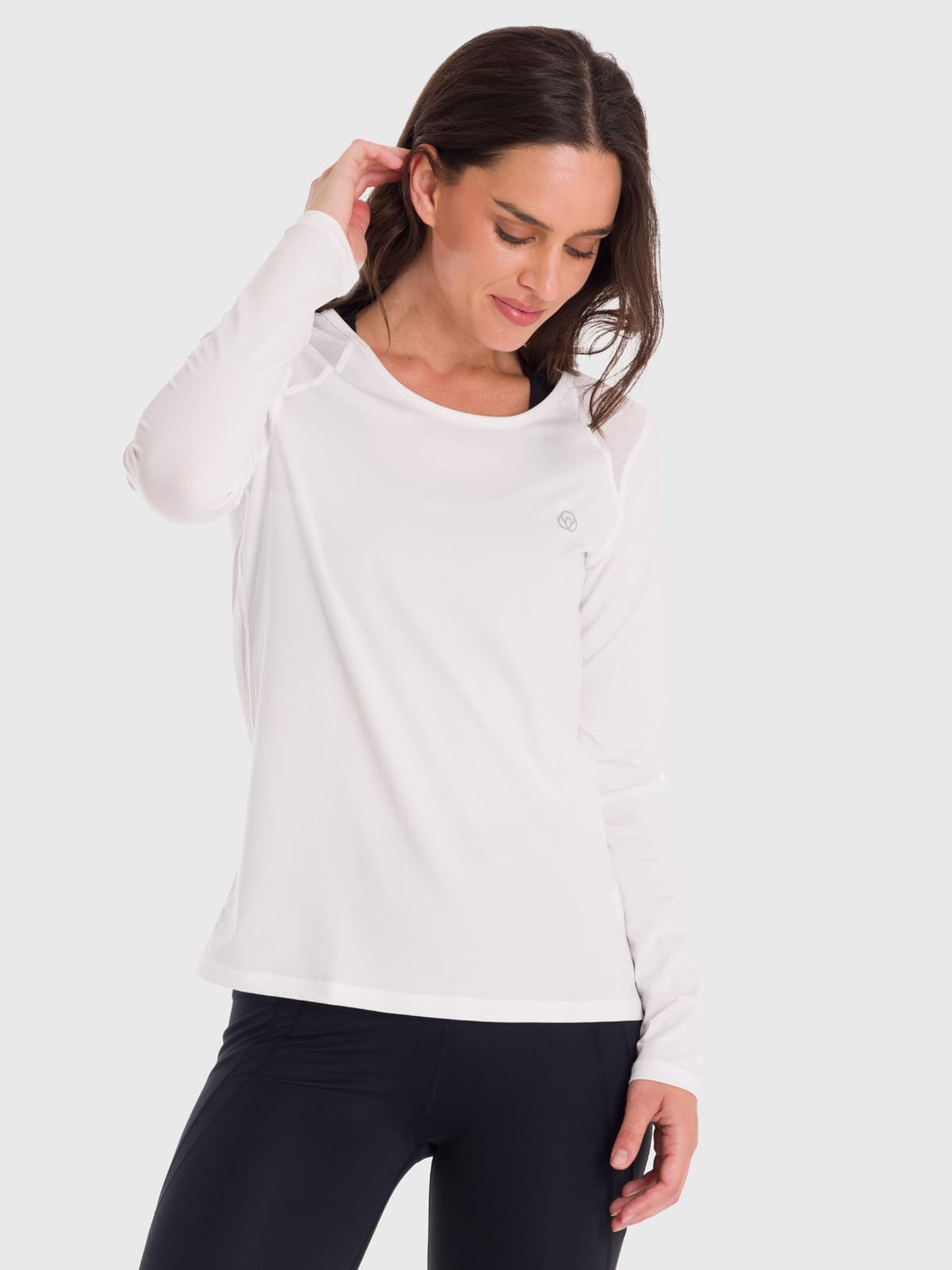 Polo-Manga-Larga-Para-Mujer-First-Layer-Mesh-Blanco-Bsoul