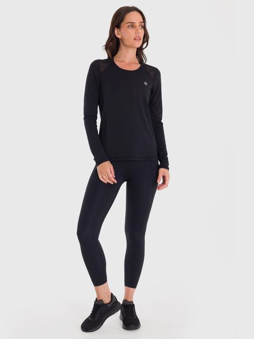 Polo Manga Larga Para Mujer First Layer Mesh Negro Bsoul