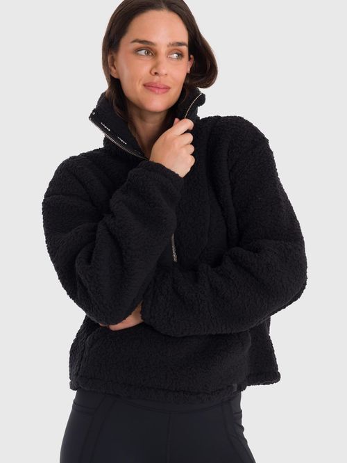 Polar Para Mujer Mid Zip Sherpa Negro Bsoul