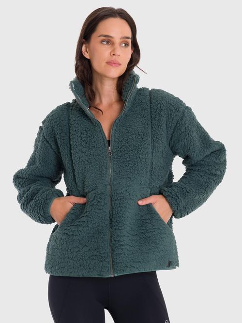 Polar Para Mujer Full Zip Sherpa Verde Bsoul