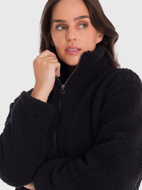 Polar Para Mujer Full Zip Sherpa Negro Bsoul