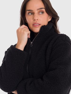 Polar Para Mujer Full Zip Sherpa Negro Bsoul