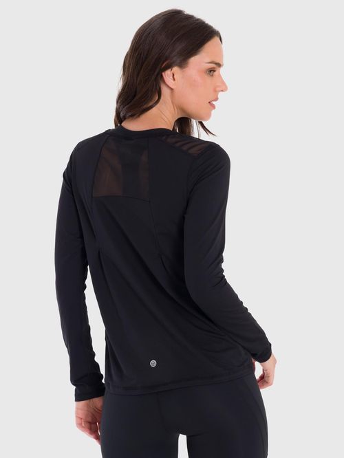 Polo Manga Larga Para Mujer First Layer Mesh Negro Bsoul