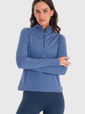 Polo Manga Larga Para Mujer Warmer Valeria Azul Bsoul