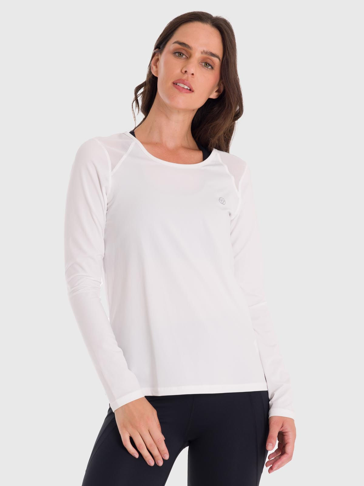 Polo-Manga-Larga-Para-Mujer-First-Layer-Mesh-Blanco-Bsoul