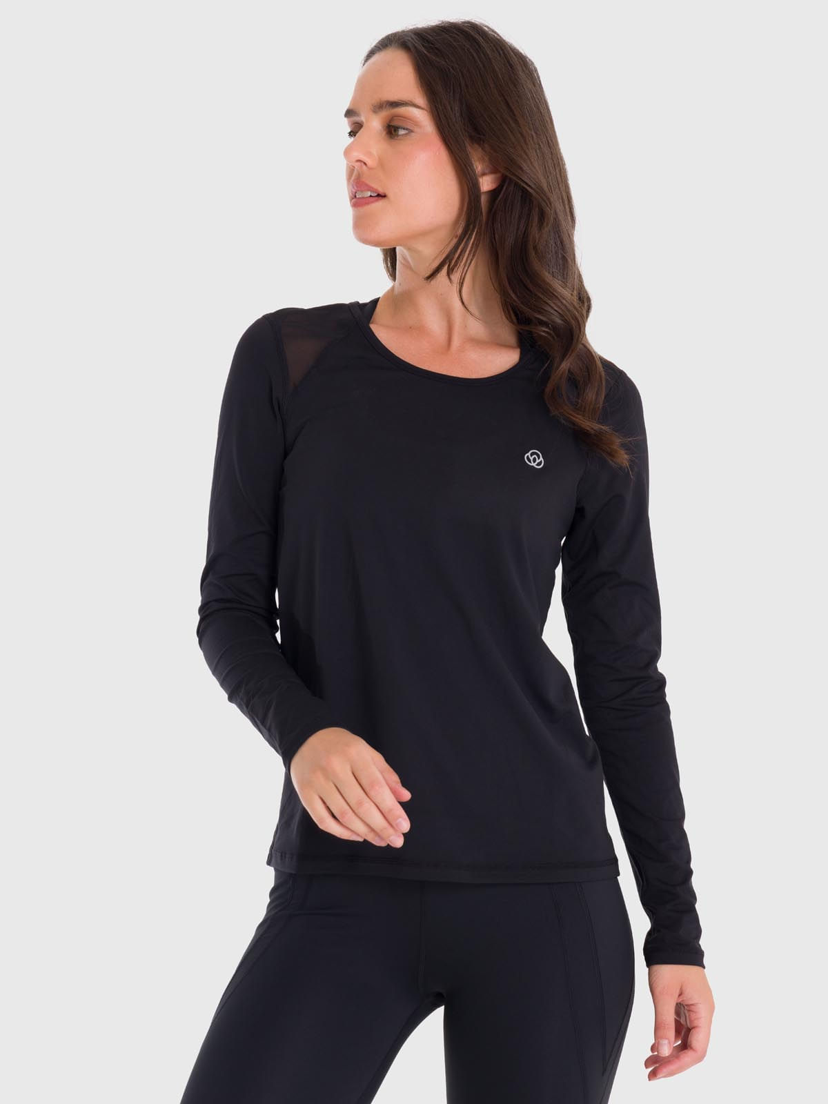Polo-Manga-Larga-Para-Mujer-First-Layer-Mesh-Negro-Bsoul