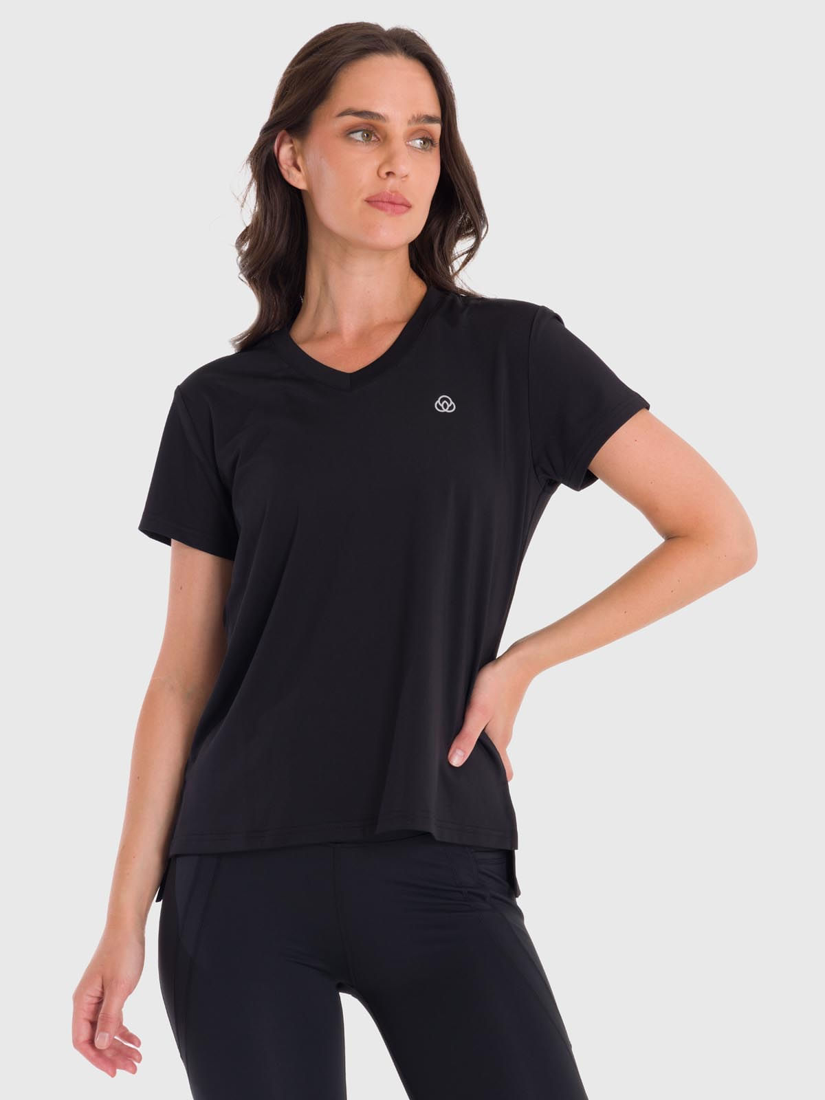 Polo-Manga-Corta-Para-Mujer-V-Neck-Negro-Bsoul