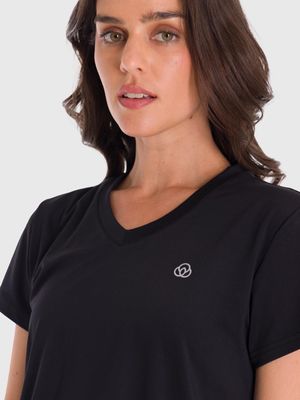Polo Manga Corta Para Mujer V-Neck Negro Bsoul