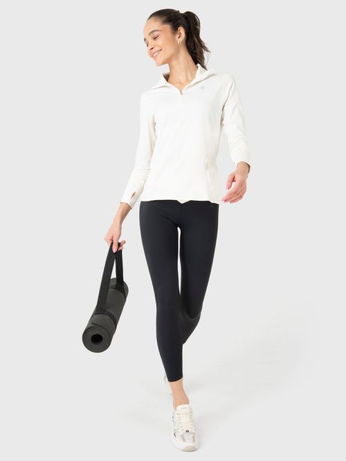 Polo Manga Larga Para Mujer Half Zip Hueso Bsoul
