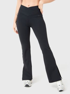 Legging Para Mujer Flared Split Hem Negro Bsoul