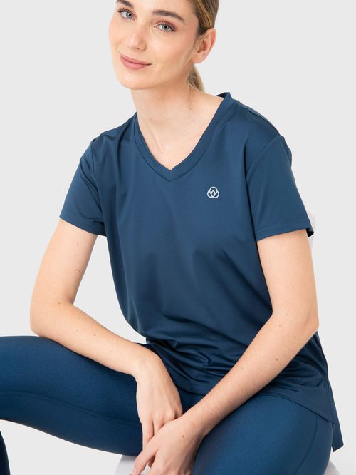 Polo Manga Corta Para Mujer V-Neck Azul Bsoul