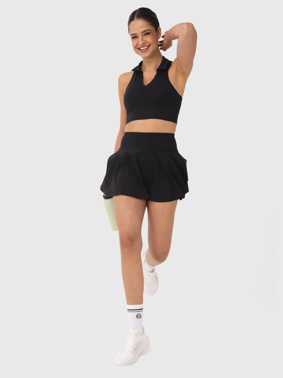 Falda-Para-Mujer-Woven-Pleated-Skort-Negro-Bsoul