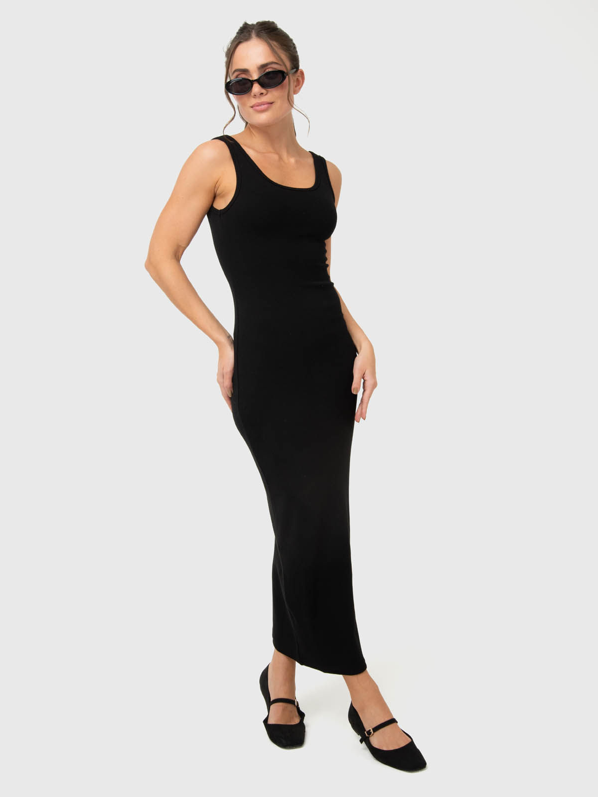 Vestido-Para-Mujer-Long-Cotton-Negro-Bsoul
