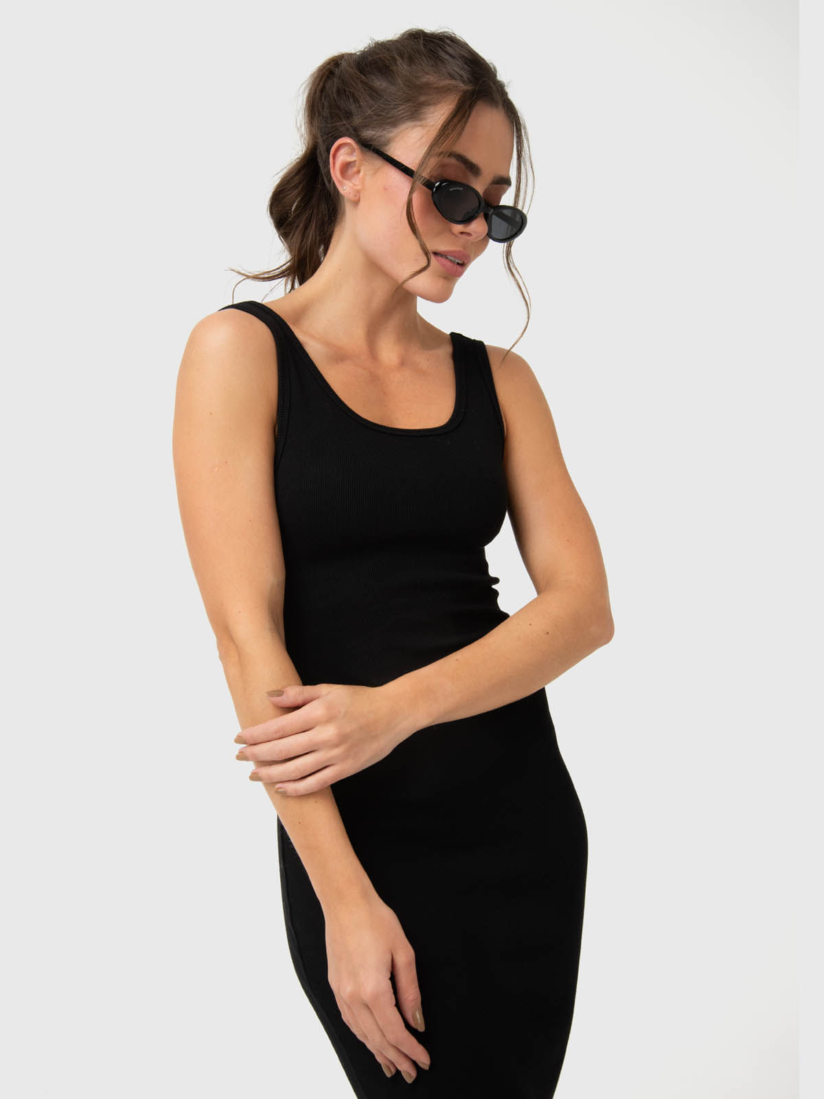 Vestido-Para-Mujer-Long-Cotton-Negro-Bsoul