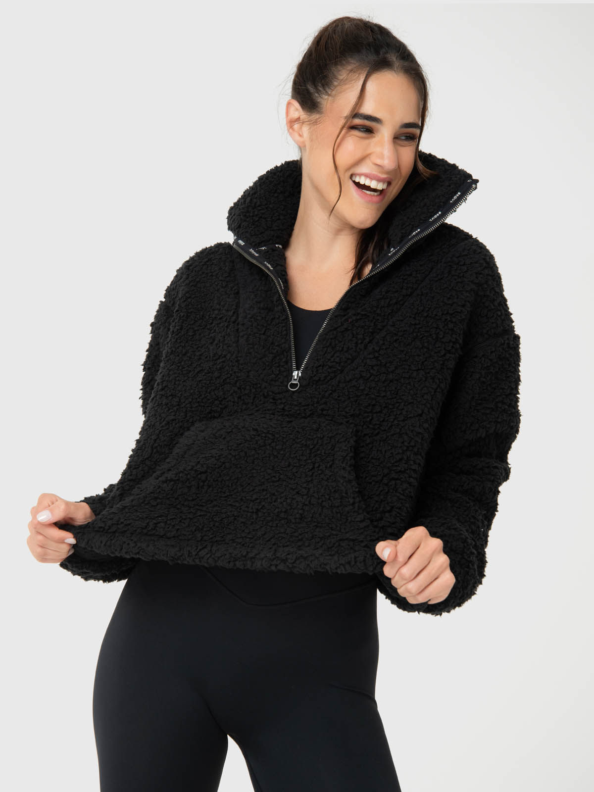 Polar-Para-Mujer-Mid-Zip-Sherpa-Negro-Bsoul
