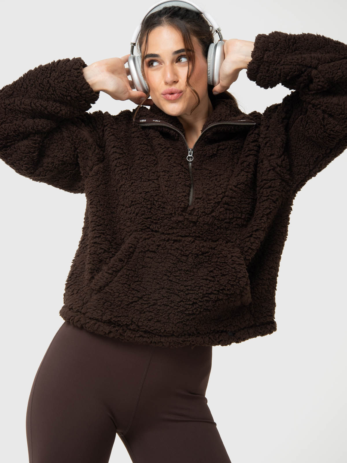 Polar-Para-Mujer-Mid-Zip-Sherpa-Marron-Bsoul