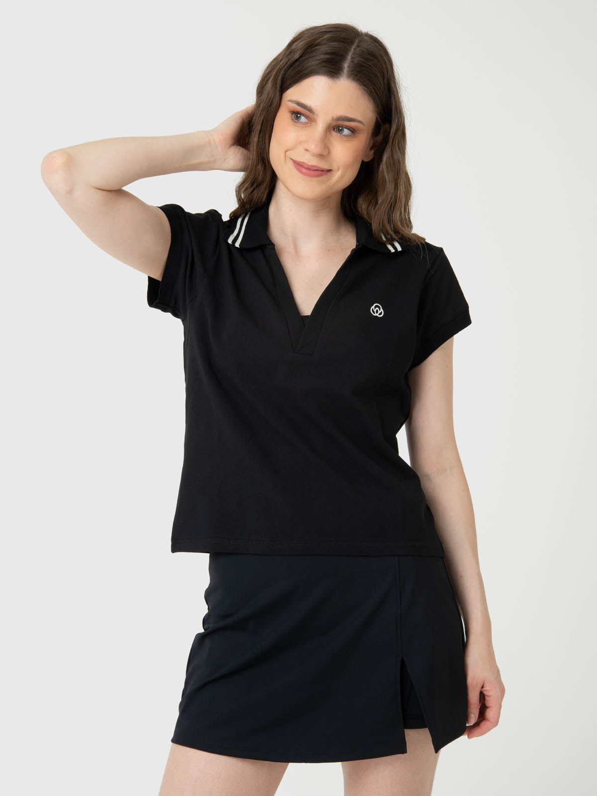 Polo-Manga-Corta-Para-Mujer-Heritage-Aloe-Negro-Bsoul