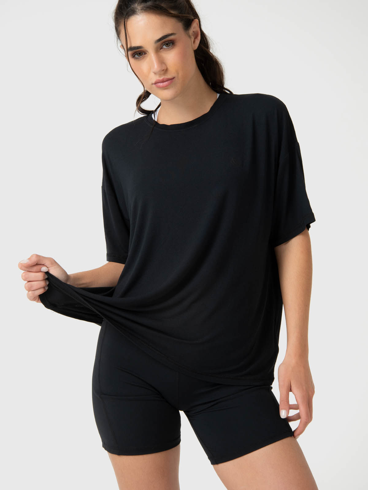 Polo-Manga-Corta-Para-Mujer-T-Shirt-Anto-Aloe-Negro-Bsoul
