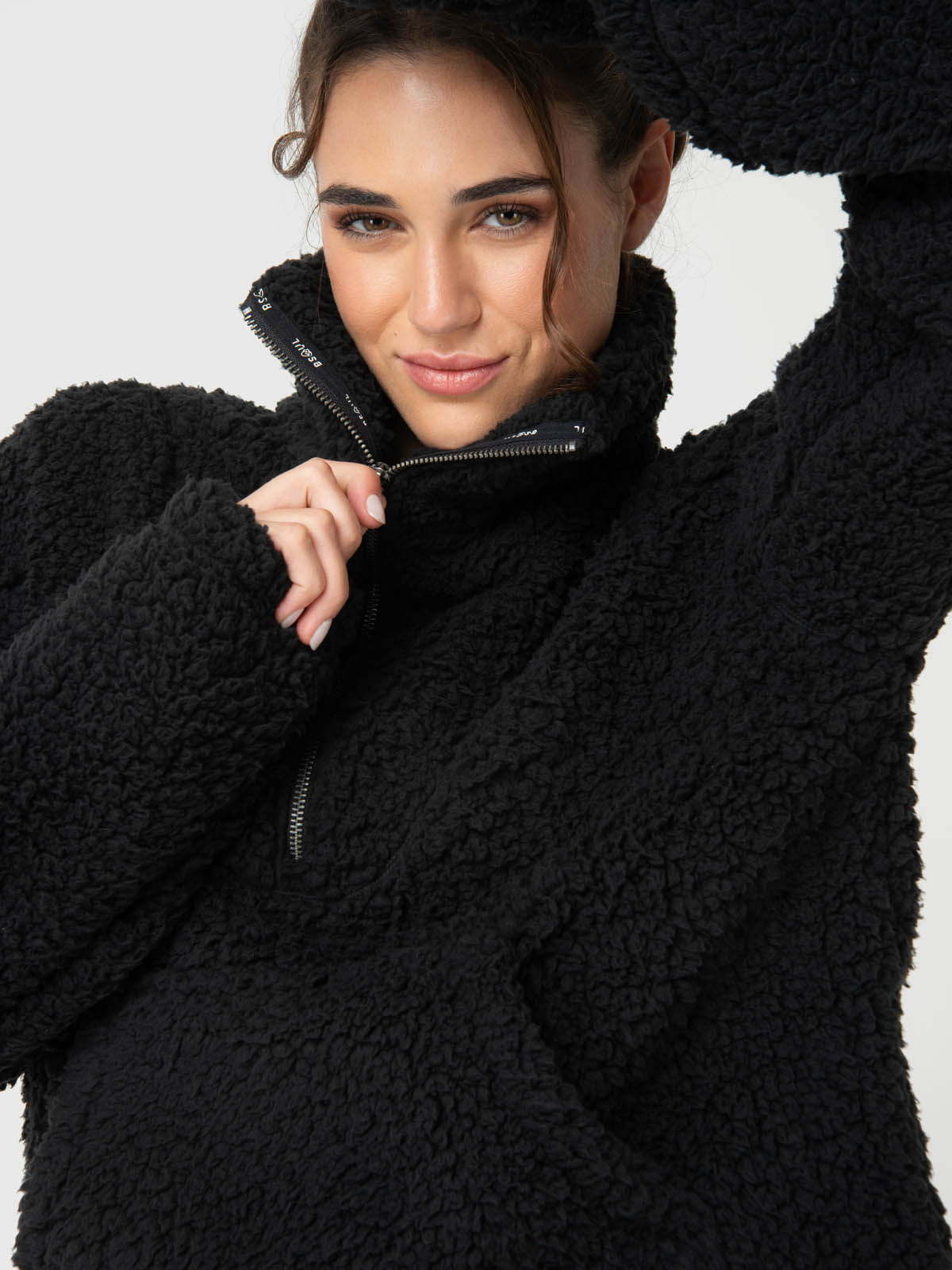 Polar-Para-Mujer-Mid-Zip-Sherpa-Negro-Bsoul